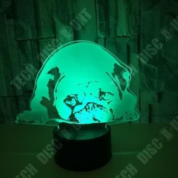 TD® Optisk bordslampa dekorativ touch 7 färger optisk illusion - hundmodell - låg förbrukning USB-kabel eller 3 AAA-batterier