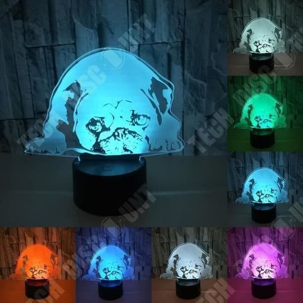 TD® Optisk bordslampa dekorativ touch 7 färger optisk illusion - hundmodell - låg förbrukning USB-kabel eller 3 AAA-batterier