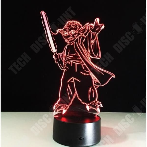 TD® Optisk bordslampa dekorativ taktil 7 färger optisk illusion - yoda-modell - USB-kabel med låg förbrukning eller 3 AAA-batterier