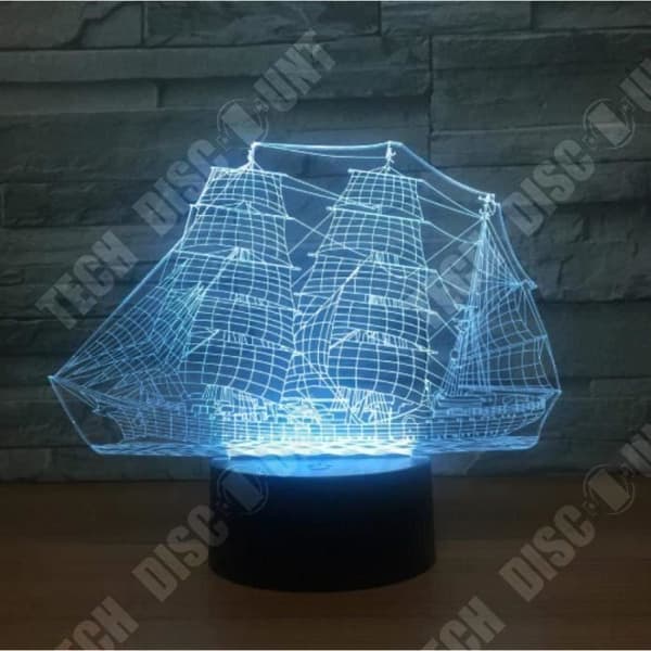 TD® Optisk bordslampa dekorativ touch 7 färger optisk illusion - piratmodell - låg förbrukning USB-kabel eller 3 batterier