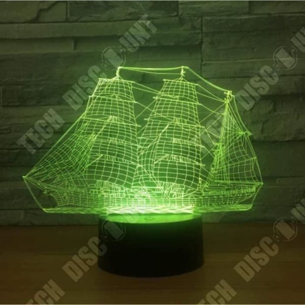 TD® Optisk bordslampa dekorativ touch 7 färger optisk illusion - piratmodell - låg förbrukning USB-kabel eller 3 batterier