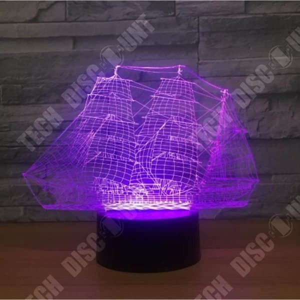 TD® Optisk bordslampa dekorativ touch 7 färger optisk illusion - piratmodell - låg förbrukning USB-kabel eller 3 batterier
