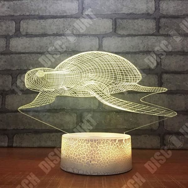 TD® Optisk bordslampa dekorativ touch 7 färger optisk illusion - sköldpadda modell - låg förbrukning USB-kabel eller 3 batterier