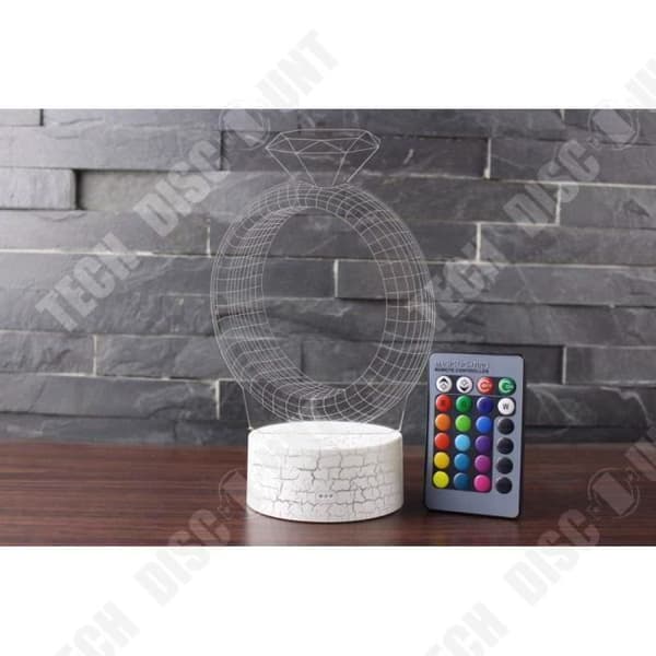 TD® Optisk bordslampa dekorativ taktil 7 färger optisk illusion - ringmodell - låg förbrukning USB-kabel eller 3 AAA-batterier
