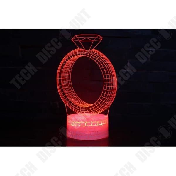 TD® Optisk bordslampa dekorativ taktil 7 färger optisk illusion - ringmodell - låg förbrukning USB-kabel eller 3 AAA-batterier