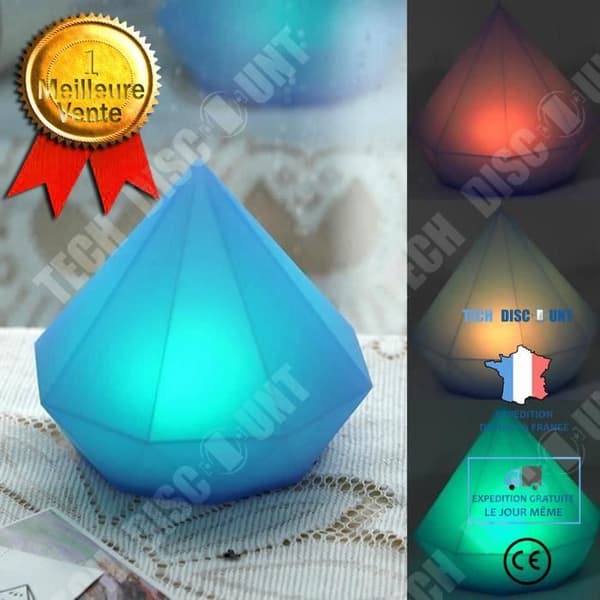 TD® Diamantformad Nattlampa 3 AAA-batterier Sänglampa ABS Silikon Konisk Belysning Diamantformad Nattlampa