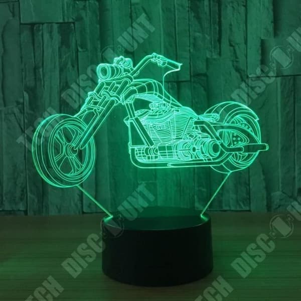TD® Optisk bordslampa dekorativ taktil 7 färger optisk illusion - motorcykelmodell - låg förbrukning USB-kabel eller 3 AAA-batterier