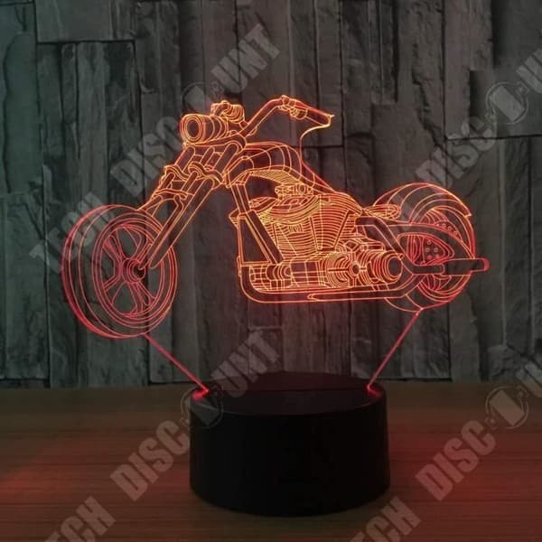 TD® Optisk bordslampa dekorativ taktil 7 färger optisk illusion - motorcykelmodell - låg förbrukning USB-kabel eller 3 AAA-batterier