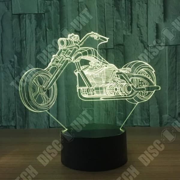 TD® Optisk bordslampa dekorativ taktil 7 färger optisk illusion - motorcykelmodell - låg förbrukning USB-kabel eller 3 AAA-batterier