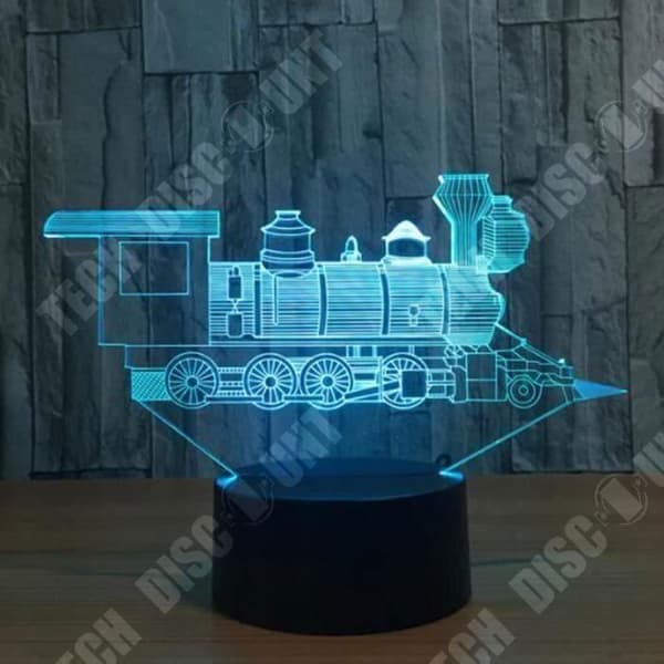 TD® Optisk bordslampa dekorativ taktil 7 färger optisk illusion - modell tåg - låg förbrukning USB-kabel eller 3 AAA-batterier