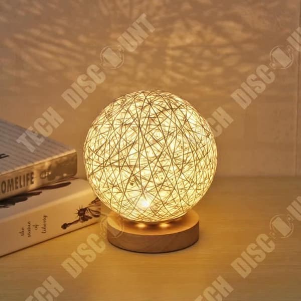 TD® Creative LED-nattlampa med handvävd träskärm, dekoration vid sänglampa i sovrummet Atmosfärsljus Present