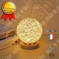 Miniatyrbild 1 av 4: TD® Creative LED-nattlampa med handvävd träskärm, dekoration vid sänglampa i sovrummet Atmosfärsljus Present