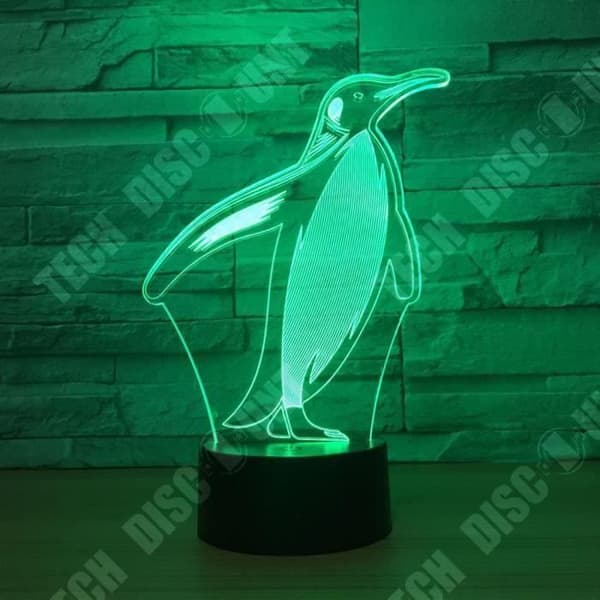 TD® Optisk bordslampa dekorativ touch 7 färger optisk illusion - pingvinmodell - USB-kabel med låg förbrukning eller 3 A-batterier