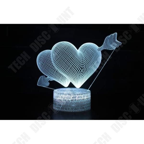 TD® Optisk bordslampa dekorativ touch 7 färger optisk illusion - kärleksmodell - USB-kabel med låg förbrukning eller 3 AAA-batterier