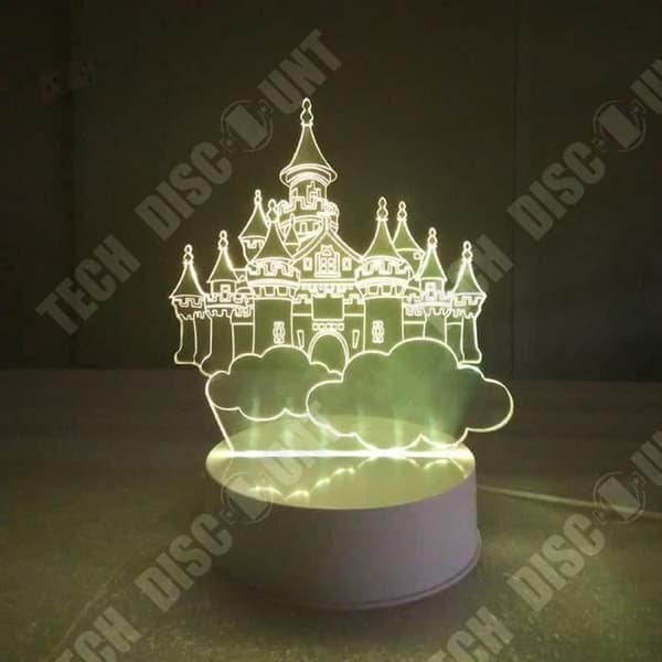 TD® Optisk bordslampa dekorativ touch 7 färger optisk illusion - slottsmodell - låg förbrukning USB-kabel 3 AAA-batterier