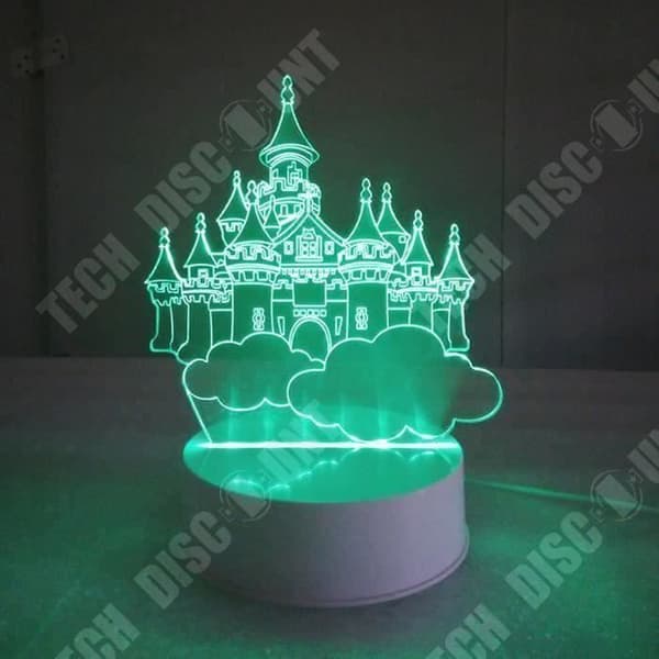 TD® Optisk bordslampa dekorativ touch 7 färger optisk illusion - slottsmodell - låg förbrukning USB-kabel 3 AAA-batterier