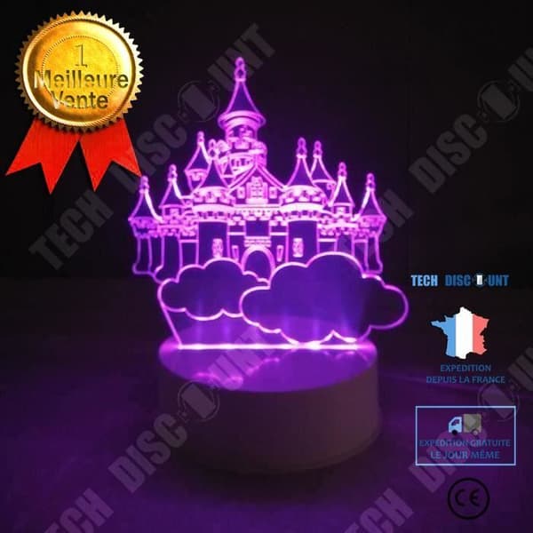 TD® Optisk bordslampa dekorativ touch 7 färger optisk illusion - slottsmodell - låg förbrukning USB-kabel 3 AAA-batterier