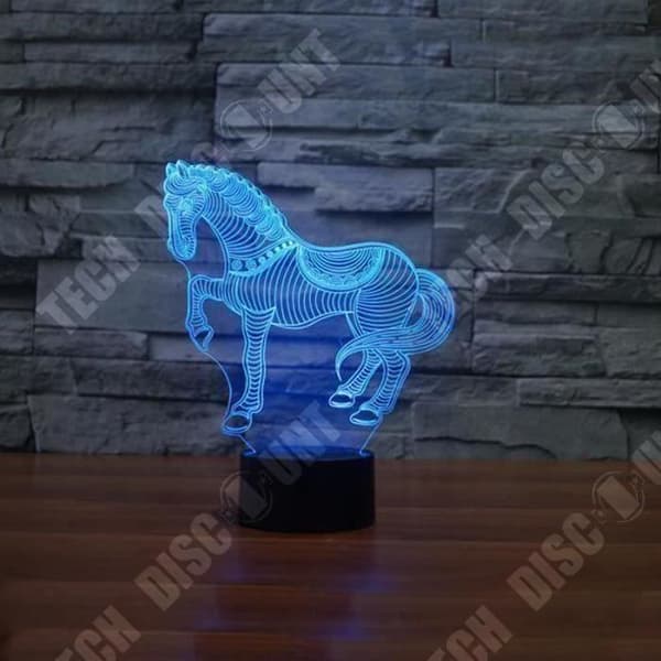 TD® Optisk bordslampa dekorativ taktil 7 färger optisk illusion - hästmodell - låg förbrukning USB-kabel eller 3 batterier