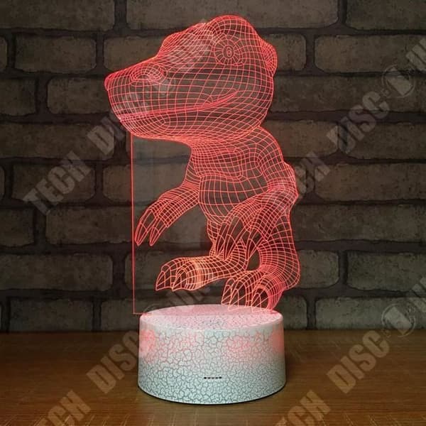 TD® Optisk bordslampa dekorativ touch 7 färger optisk illusion - söt dinosaurie - låg förbrukning USB-kabel 3 AAA-batterier