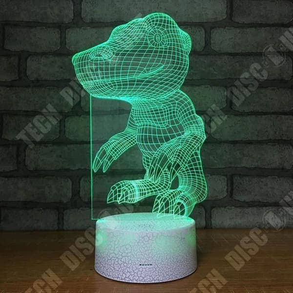 TD® Optisk bordslampa dekorativ touch 7 färger optisk illusion - söt dinosaurie - låg förbrukning USB-kabel 3 AAA-batterier