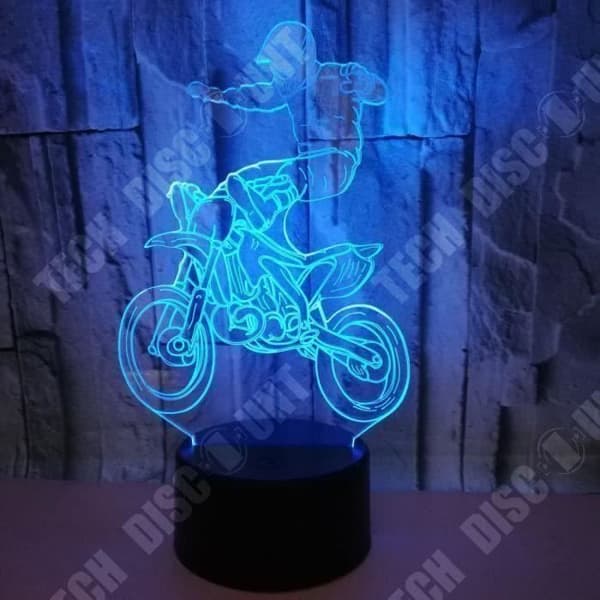 TD® Optisk bordslampa dekorativ taktil 7 färger optisk illusion - motocrossmodell - lågförbrukning USB-kabel 3 AA-batterier