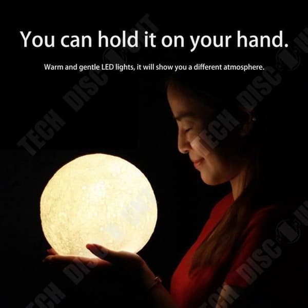 TD® Lunar sovrumslampa Färger LED-ljus USB Laddningslängd Kabel Träställ med manuell fantastisk 3D-effekt