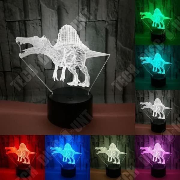 TD® Optisk bordslampa dekorativ touch 7 färger optisk illusion dinosauriemodell lågförbrukning USB-kabel eller 3 AAA-batterier