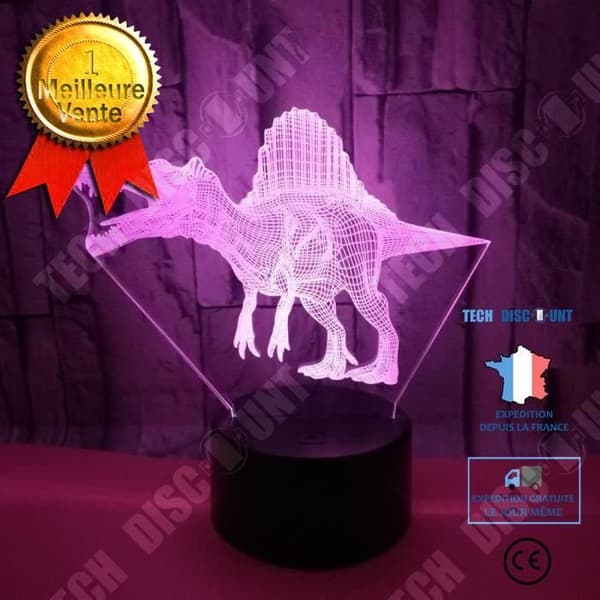 TD® Optisk bordslampa dekorativ touch 7 färger optisk illusion dinosauriemodell lågförbrukning USB-kabel eller 3 AAA-batterier