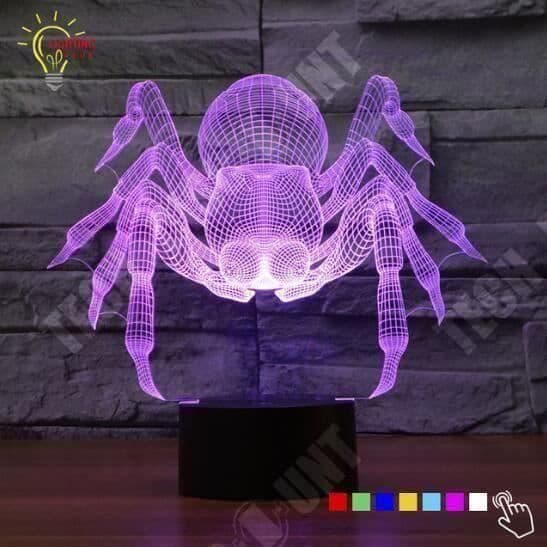 TD® Optisk bordslampa dekorativ taktil 7 färger optisk illusion - spindelmodell - låg förbrukning USB-kabel 3 AAA-batterier