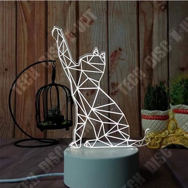 TD® Optisk bordslampa dekorativ touch 7 färger optisk illusion - kattmodell - låg förbrukning USB-kabel 3 AAA-batterier