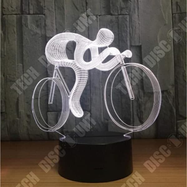 TD® Optisk bordslampa dekorativ touch 7 färger optisk illusion - cyklistmodell - låg förbrukning USB-kabel 3 AAA-batterier