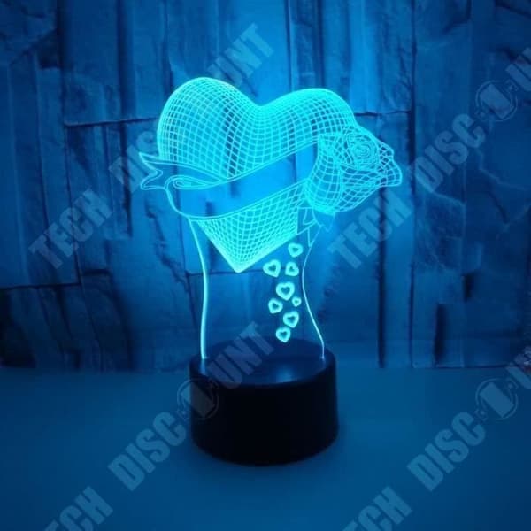 TD® Optisk bordslampa dekorativ touch 7 färger optisk illusion - kärleksmodell - USB-kabel med låg förbrukning eller 3 AAA-batterier