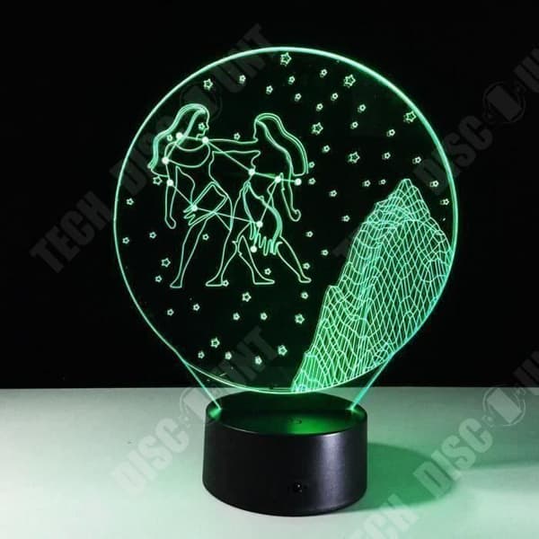 TD® Optisk bordslampa dekorativ touch 7 färger optisk illusion - Gemini modell - låg förbrukning USB-kabel eller 3 AA-batterier