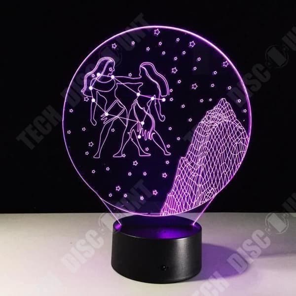 TD® Optisk bordslampa dekorativ touch 7 färger optisk illusion - Gemini modell - låg förbrukning USB-kabel eller 3 AA-batterier