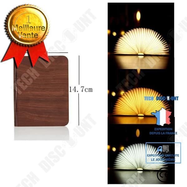TD® Design Sänglampa Bokform Vikbar läslampa LED USB Uppladdningsbart Dekorativt ljus i tre färger