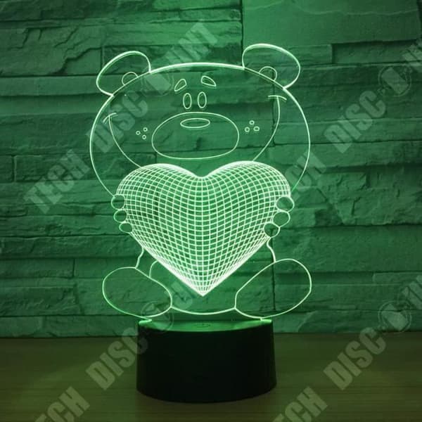 TD® 3D-lampa LED-ljus Björnform Kärlek/ 7 färgbyte Touch Switch LED Nattljus Akryldekoration Nattljus
