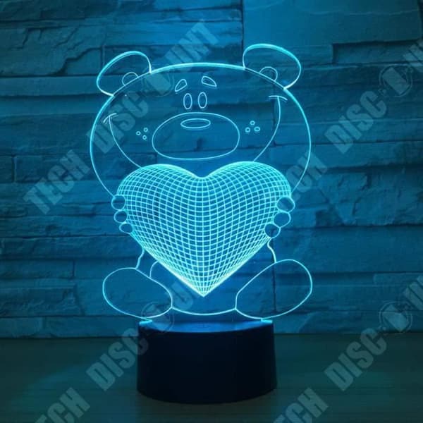 TD® 3D-lampa LED-ljus Björnform Kärlek/ 7 färgbyte Touch Switch LED Nattljus Akryldekoration Nattljus