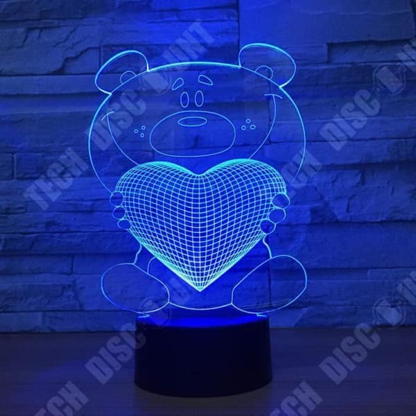 TD® 3D-lampa LED-ljus Björnform Kärlek/ 7 färgbyte Touch Switch LED Nattljus Akryldekoration Nattljus