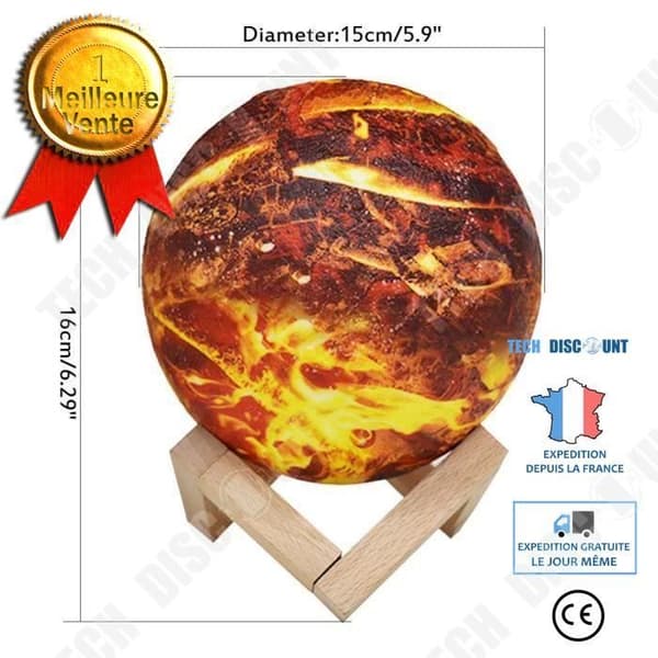 TD® Burning planet dekorativt ljus eld planet inredning LED-ljus högt batteri energisparande 7 färger