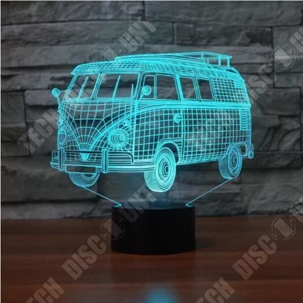 TD® 3D LED-lampa Bussform 7 färgbyte Touch Switch LED Nattljus Akryldekoration Nattlampa Barnpresent