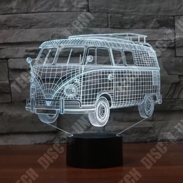 TD® 3D LED-lampa Bussform 7 färgbyte Touch Switch LED Nattljus Akryldekoration Nattlampa Barnpresent