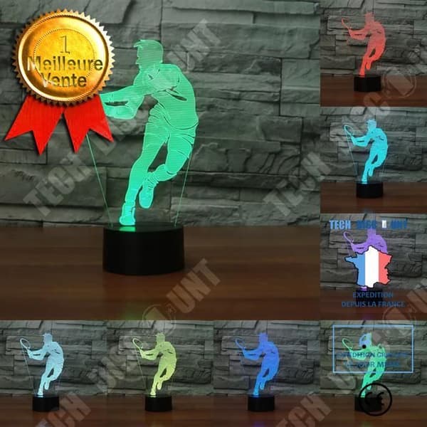 TD® Optisk bordslampa dekorativ taktil 7 färger optisk illusion - tennismodell - USB-kabel med låg förbrukning eller 3 AAA-batterier