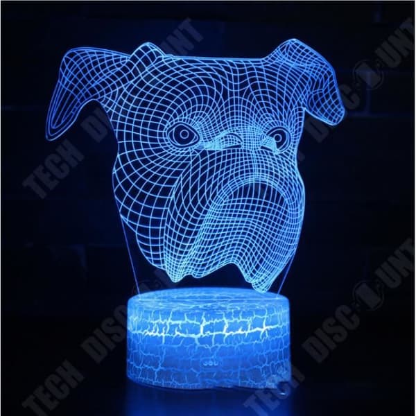 TD® 3D färgglad LED bordslampa för hundar för husdjur