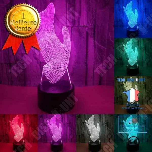 TD® Handformad lampa 3D Illusion LED Nattljus Akryl Missfärgning 7 färger Atmosfär Lampa Nyhet Belysning