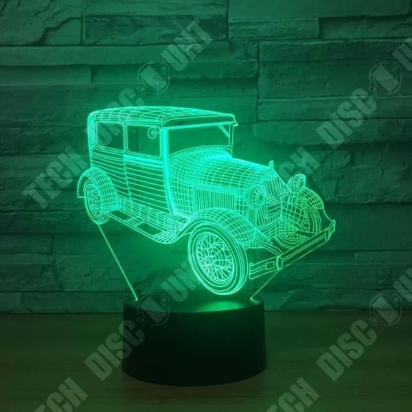 TD® Optisk bordslampa dekorativ touch 7 färger optisk illusion - gammal bil - låg förbrukning USB-kabel 3 AAA-batterier