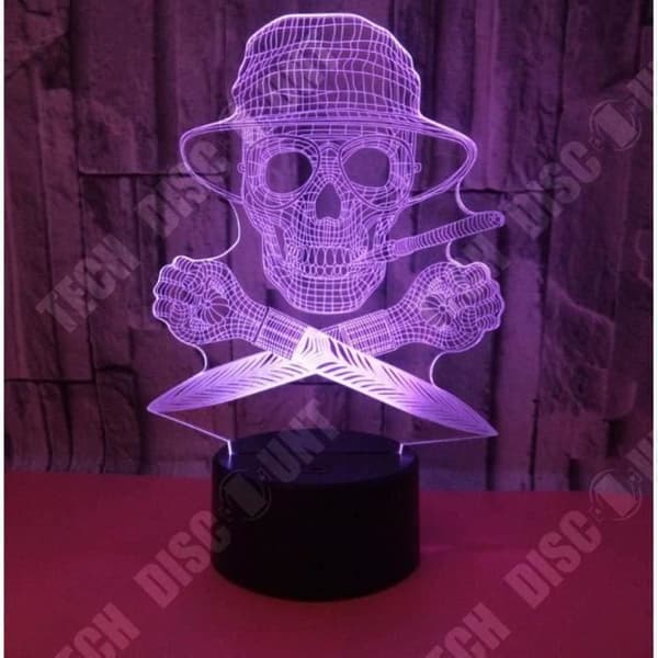 TD® Optisk bordslampa dekorativ touch 7 färger optisk illusion - piratmodell - låg förbrukning USB-kabel eller 3 batterier