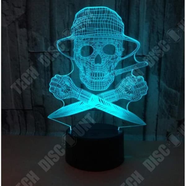 TD® Optisk bordslampa dekorativ touch 7 färger optisk illusion - piratmodell - låg förbrukning USB-kabel eller 3 batterier