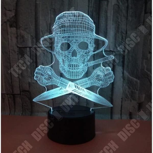 TD® Optisk bordslampa dekorativ touch 7 färger optisk illusion - piratmodell - låg förbrukning USB-kabel eller 3 batterier