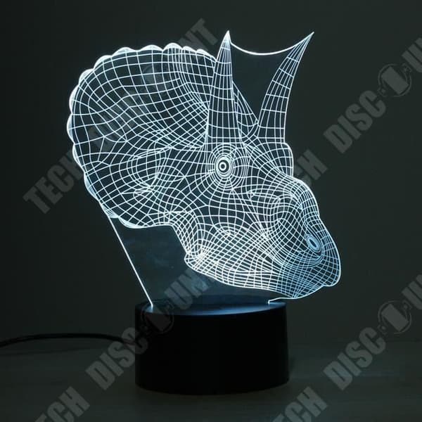 TD® Optisk bordslampa dekorativ touch 7 färger optisk illusion triceratops modell - låg förbrukning USB-kabel 3 AAA-batterier