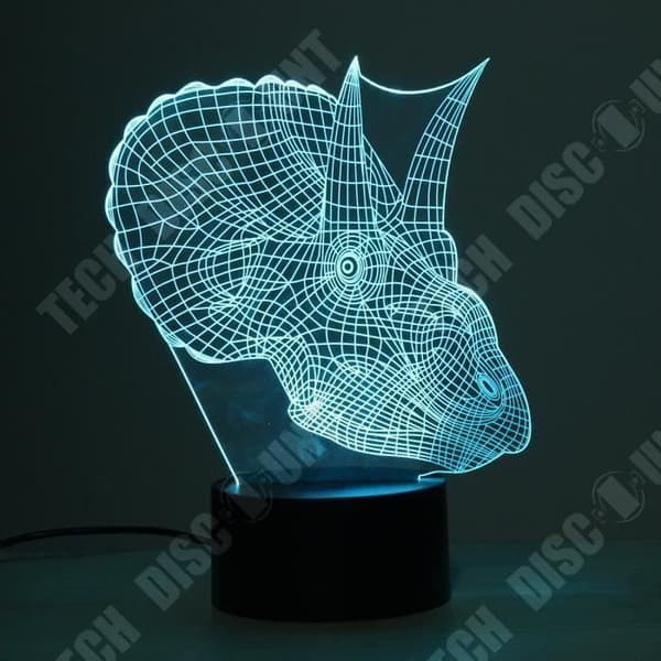 TD® Optisk bordslampa dekorativ touch 7 färger optisk illusion triceratops modell - låg förbrukning USB-kabel 3 AAA-batterier